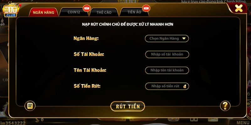 Hoàn tất lệnh rút tiền Hitclub