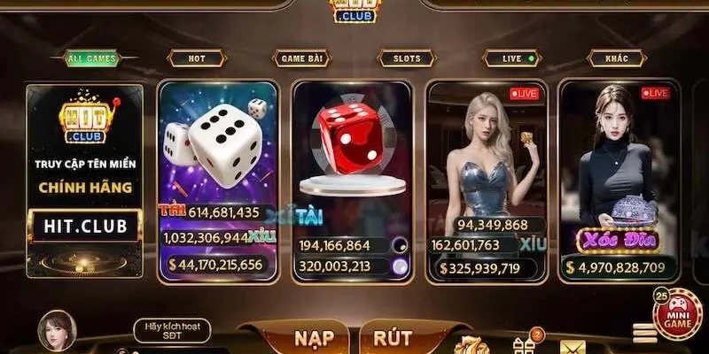 Danh sách sản phẩm game tại Hitclub